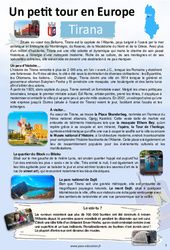 Tirana – Escale 8 – Petit tour en Europe – 5ème – 4ème – 4ème semaine de Juillet – Cahier de vacances – Cycle 4 – PDF à imprimer
