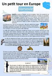 Varsovie – Escale 6 – Petit tour en Europe – 5ème – 4ème – 2ème semaine de Juillet – Cahier de vacances – Cycle 4 – PDF à imprimer
