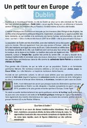 Dublin – Escale 3 – Petit tour en Europe – 4ème –  Cahier de vacances d’hiver – Cycle 4 – PDF à imprimer
