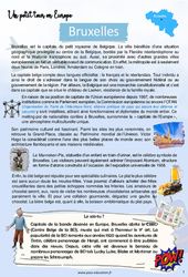 Bruxelles – Escale 12 – Petit tour en Europe – 5ème – 4ème – 4ème semaine d’Août – Cahier de vacances – Cycle 4 – PDF à imprimer
