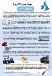 Londres – Escale 4 – Petit tour en Europe – 5ème – 4ème – Cahier de vacances  – Cycle 4 – PDF gratuit à imprimer