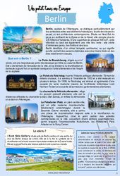 Berlin – Escale 11 – Petit tour en Europe – 5ème – 4ème – 3ème semaine d’Août – Cahier de vacances – Cycle 4 – PDF à imprimer