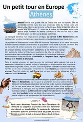 Athènes – Escale 9 – Petit tour en Europe – 5ème – 4ème – 1ère semaine d’Août – Cahier de vacances – Cycle 4 – PDF à imprimer
